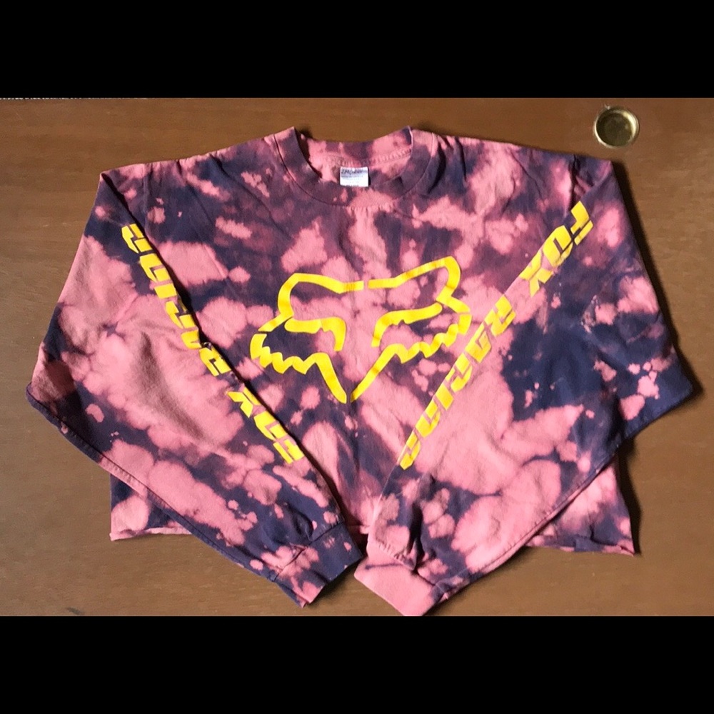 Fox racing bleach tie die crop top